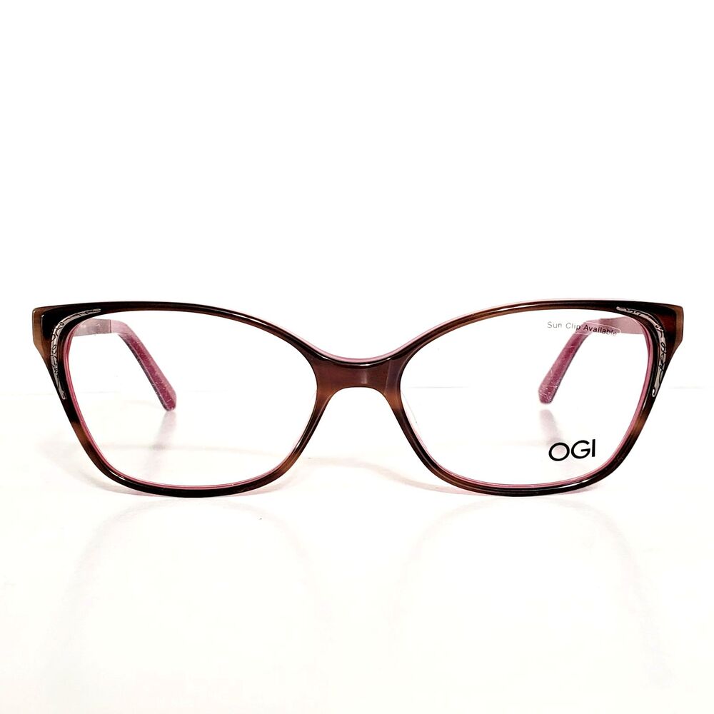 Womens OGI Mulberry Toffee Designer Cat Eyeglasses Frames 53-16-140-Japan Made